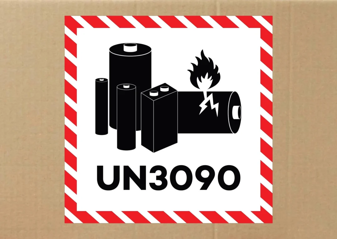 UN3090 label on carboard box.